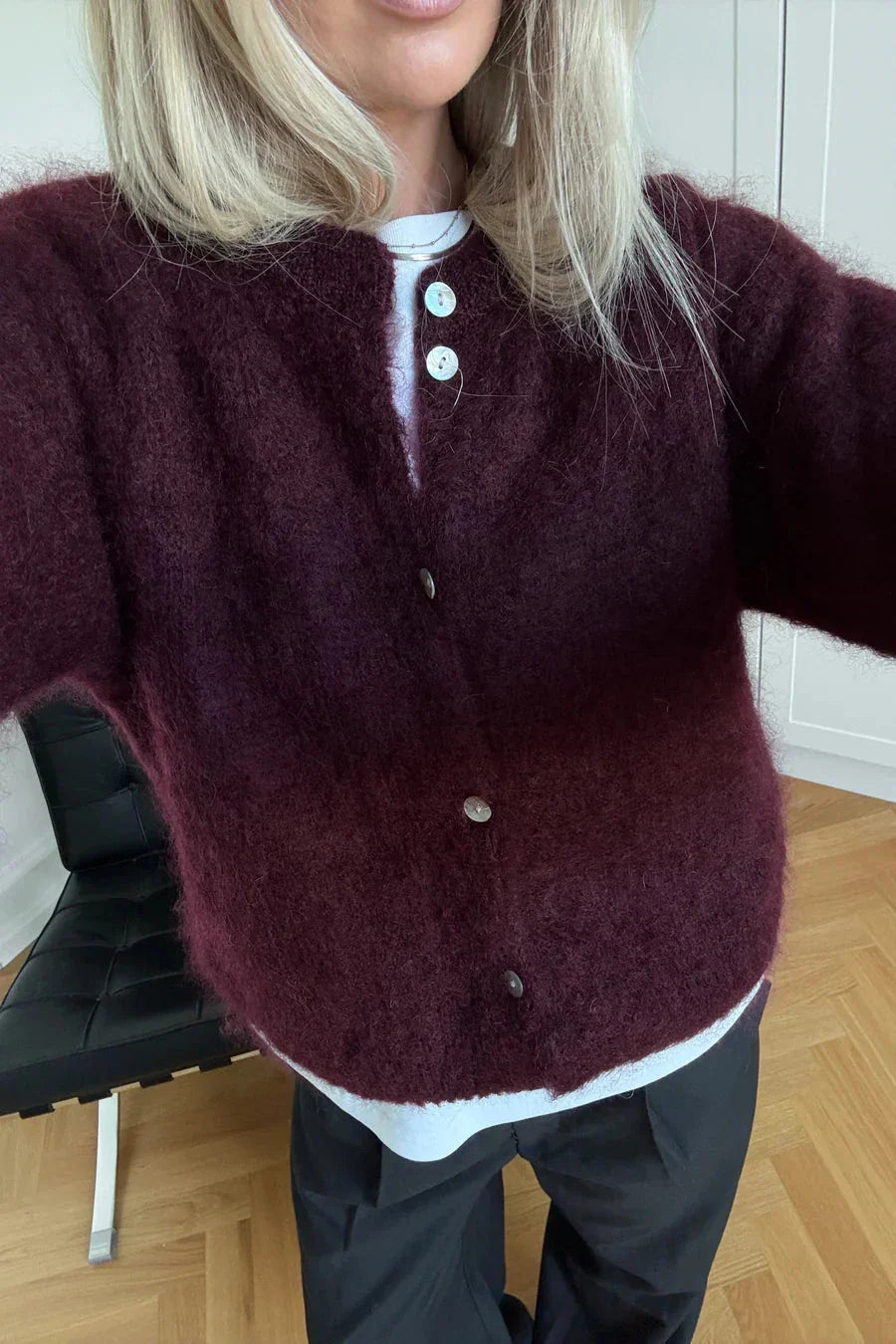 Noella - N-Kae Mohair Cardigan 15250003 - 1393 - Winetasting Cardigans 