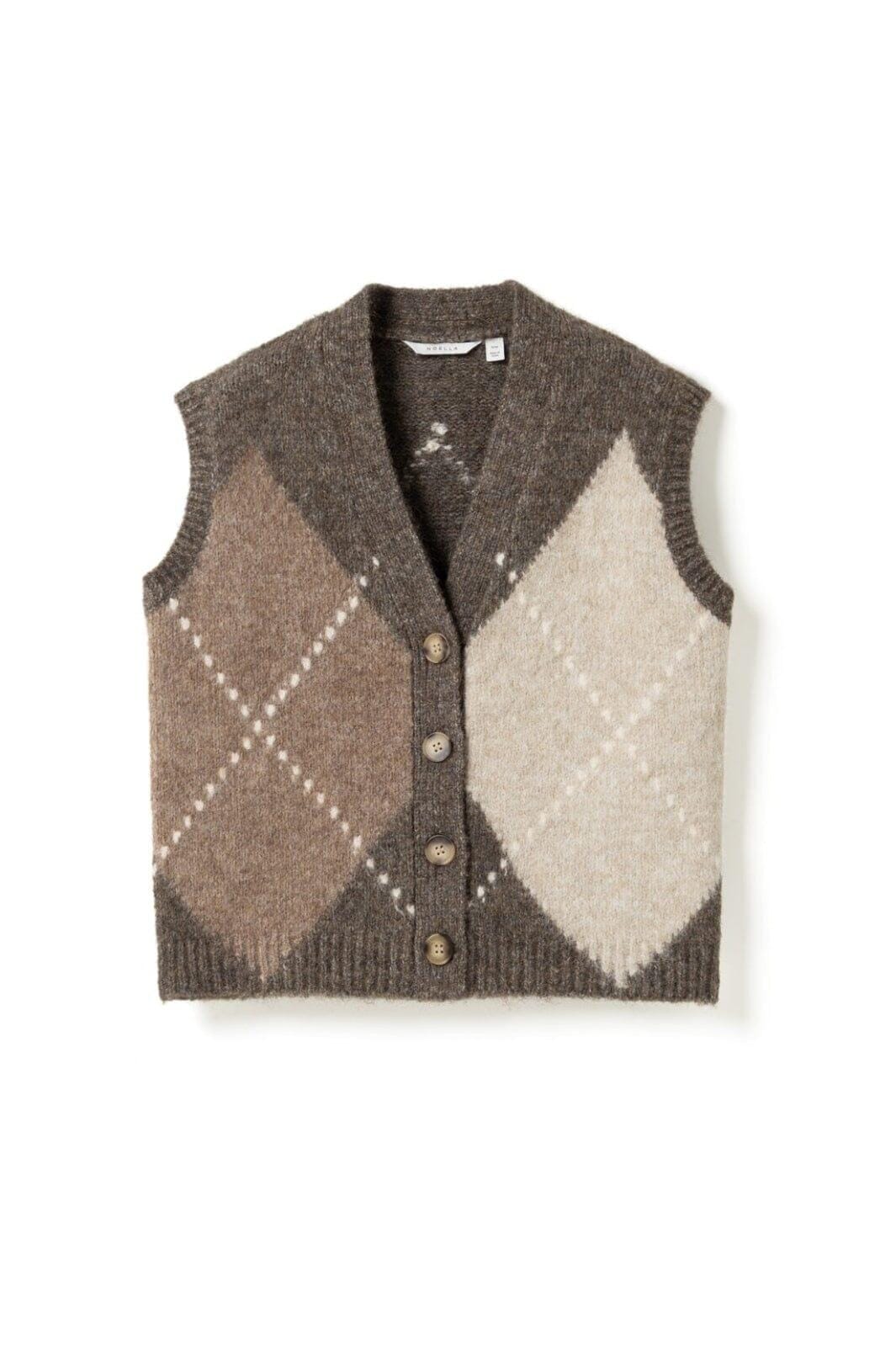 Noella - N-Laiana Knit Vest 14670003 - 1513 - Ash Brown Mix Strikbluser 