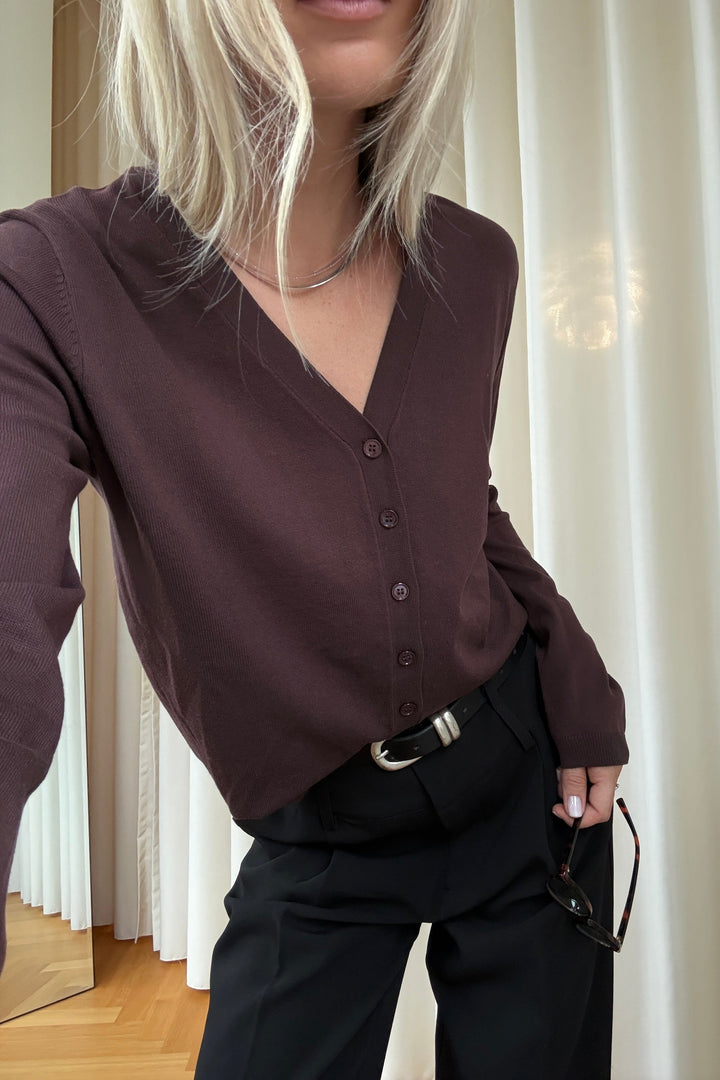 Noella - N-Marg Knit Cardigan 16020002 - 674 - Chocolate Cardigans 