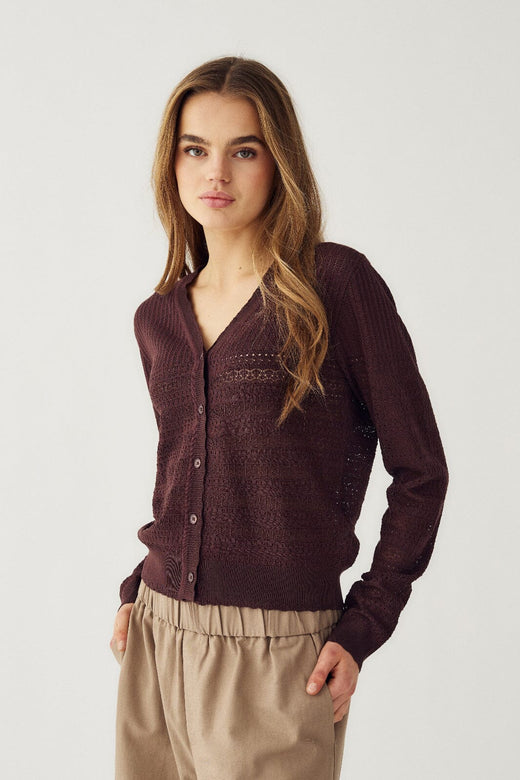 Noella - N-Margrit Knit Cardigan 16040001 - 1345 - Mahogany Cardigans 