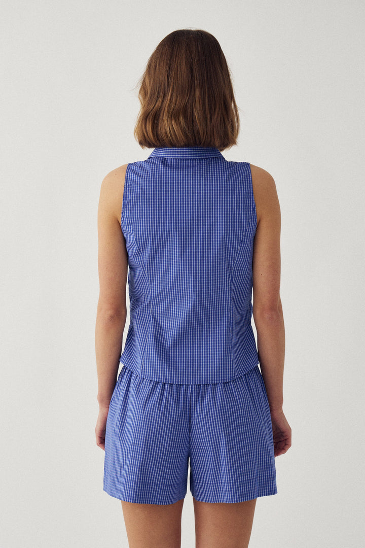 Noella - N-Micaiah Blouse 15590001 - 1458 - Davy Blue Check Bluser 