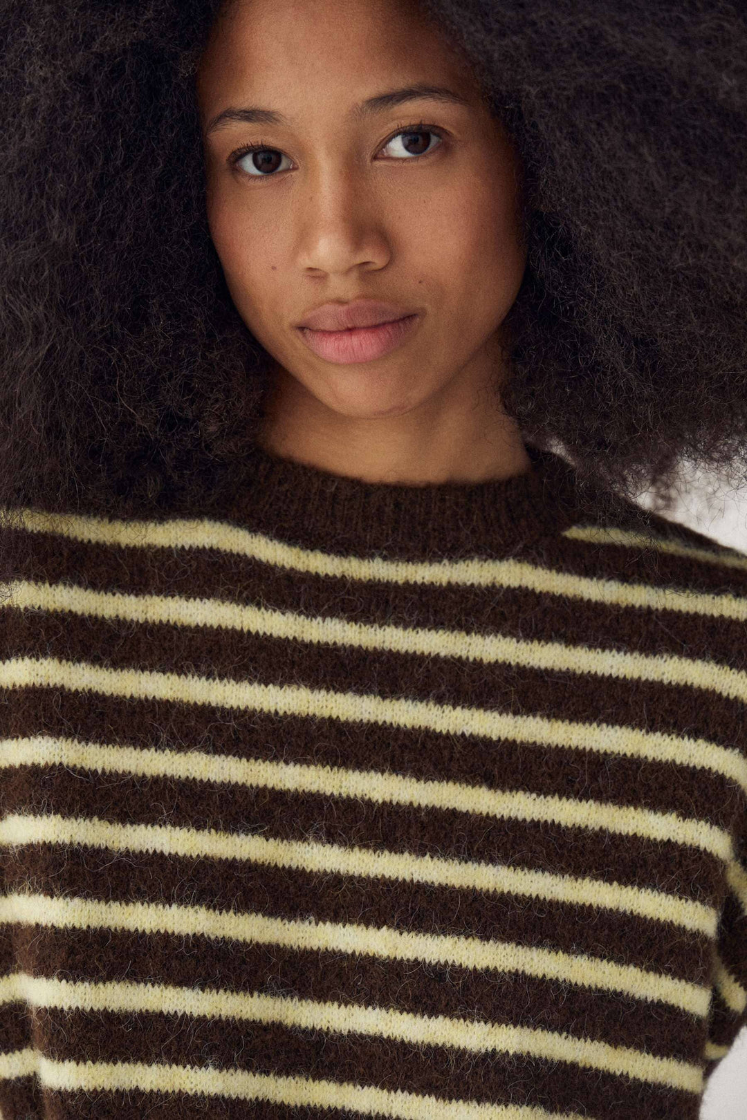 Noella - N-Monikah Ss Knit 16570003 - 1536 - Brown Yellow Stripe Strikbluser 