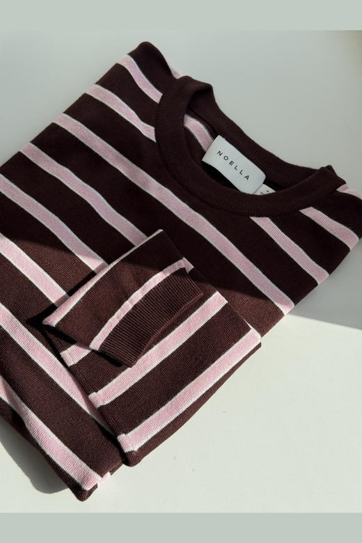 Noella - N-Muna Ls Knit 16010003 - 486 - Dannia Blush Chocolate Stripe