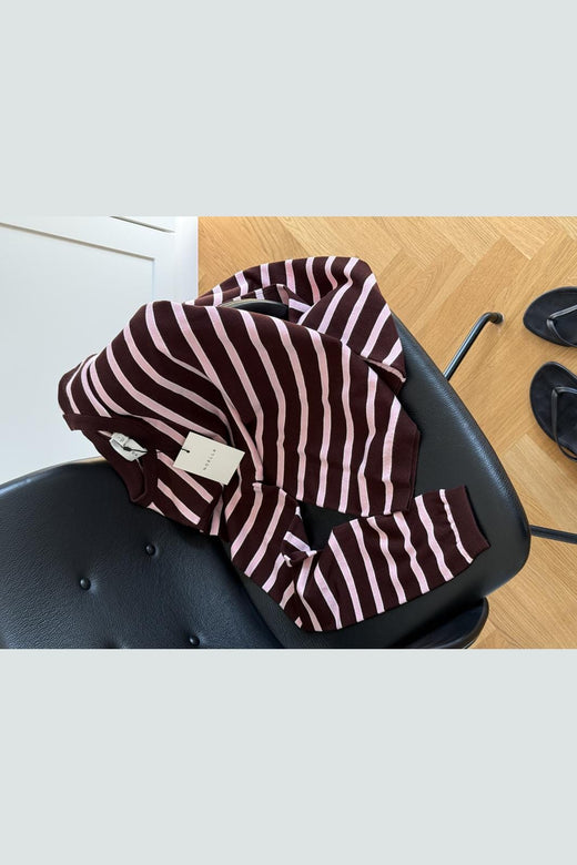 Noella - N-Muna Ls Knit 16010003 - 486 - Dannia Blush Chocolate Stripe