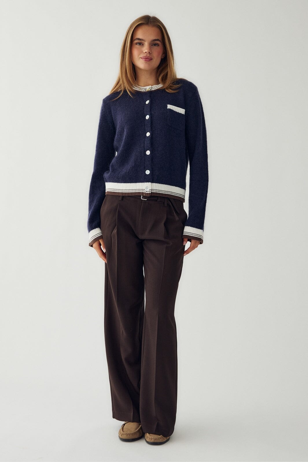 Noella - N-Nattie Knit Cardigan 16400003 - 448 - Navy Brown