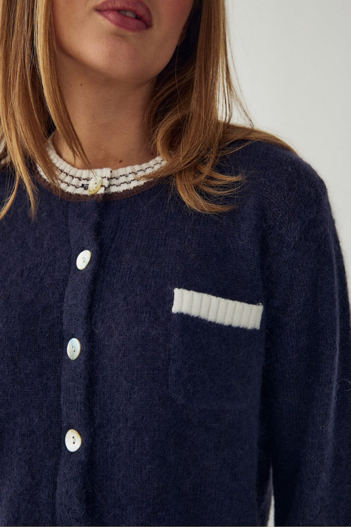 Noella - N-Nattie Knit Cardigan 16400003 - 448 - Navy Brown