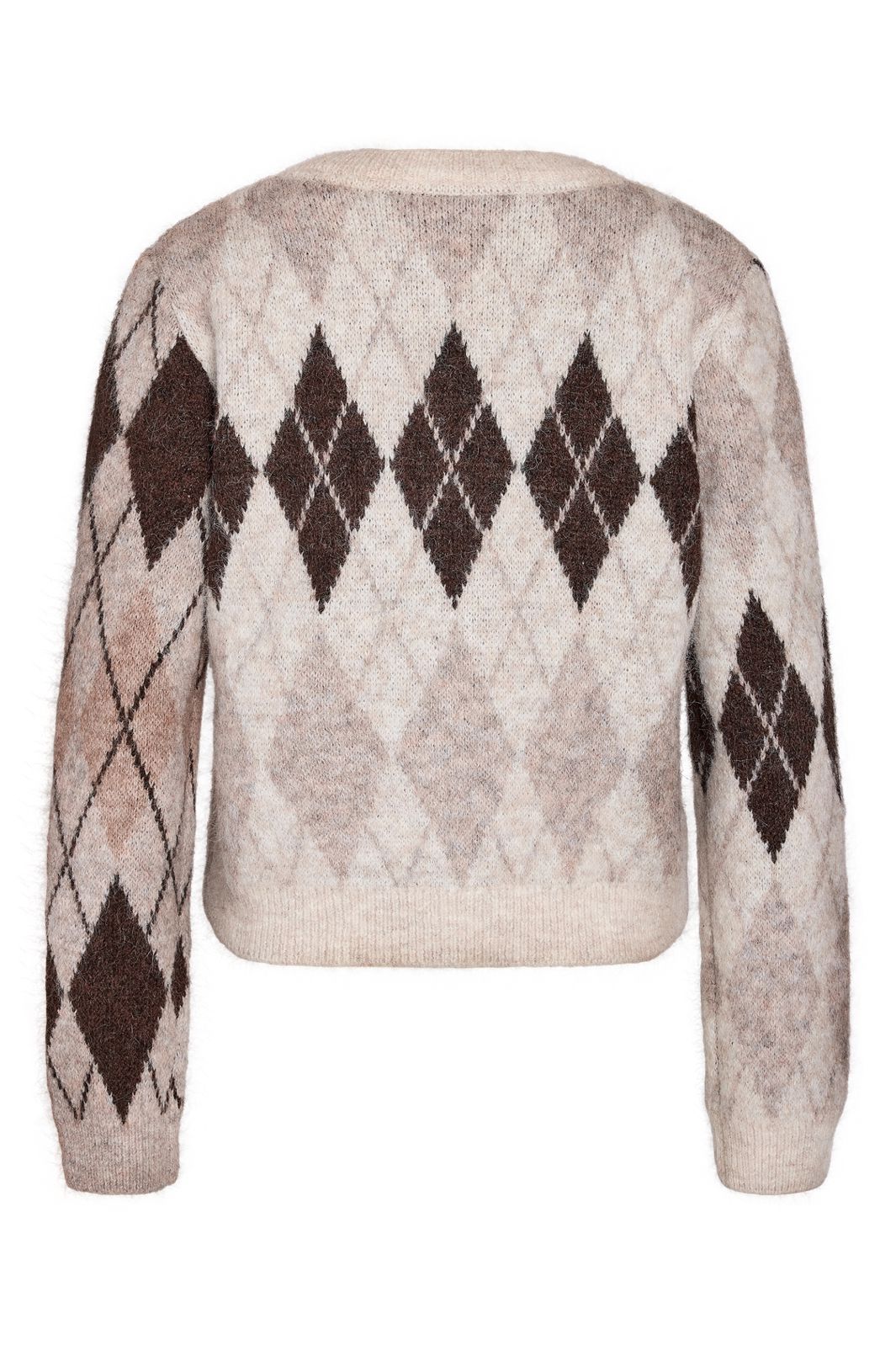 Noisy May - Nmbless L/S Argyle Knit Cardigan - 5077331 Birch Argyle