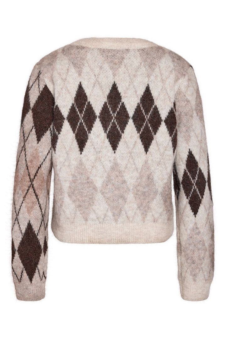 Noisy May - Nmbless L/S Argyle Knit Cardigan - 5077331 Birch Argyle