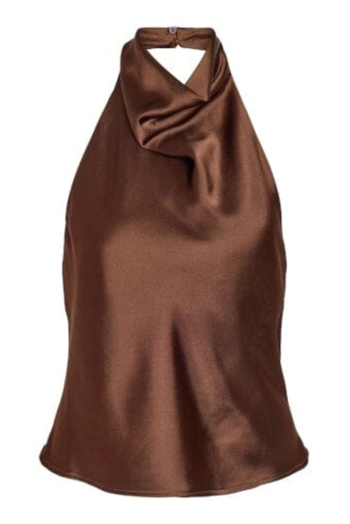 Noisy May - Nmbrisa Highneck Satin Top Tnt/17 - 5142877 Chocolate Brown Toppe 