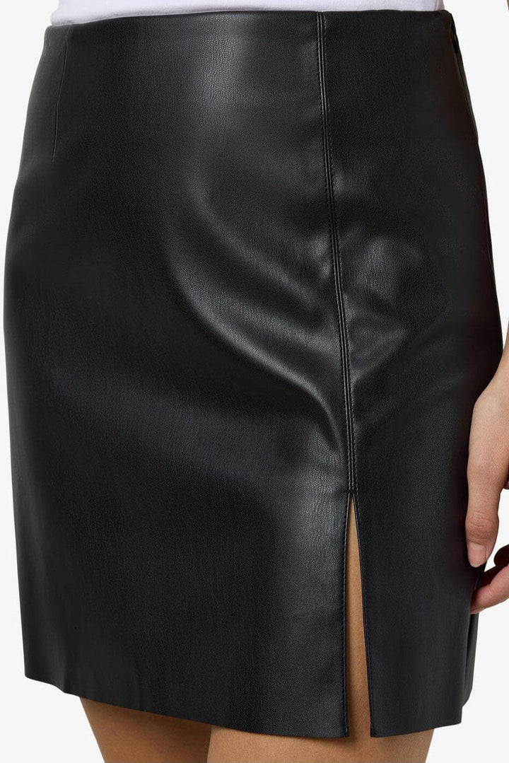 Noisy May - Nmclara Penny Pu Slit Skirt - 3939402 Black