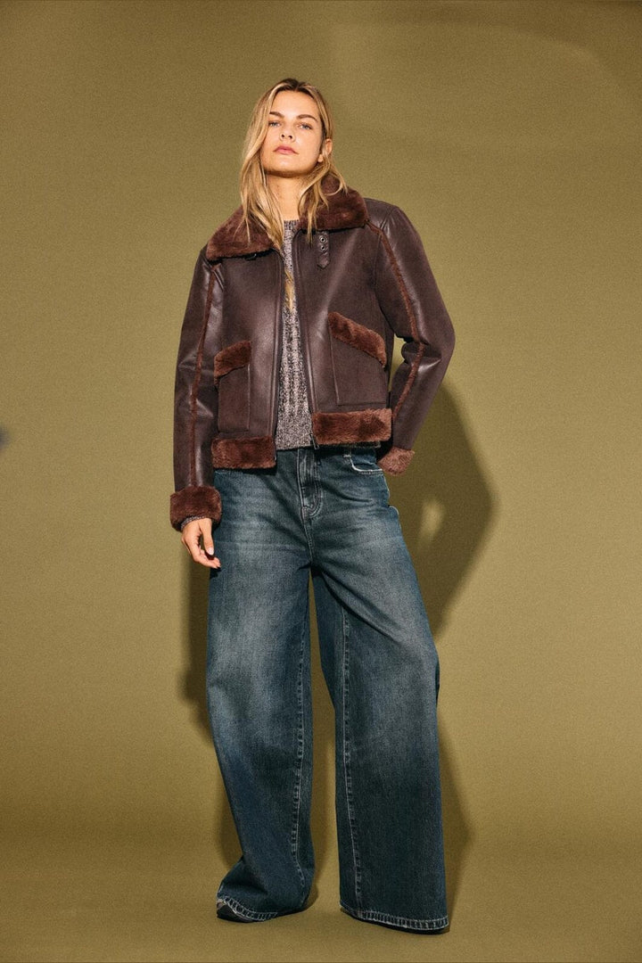 Noisy May - Nmella Shearling Jacket Dd - 5034163 Chocolate Brown