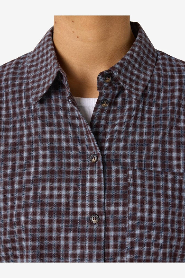Noisy May - Nmhailey Zoe L/S Check Shirt - 5117231 Chocolate Brown Blue Checks