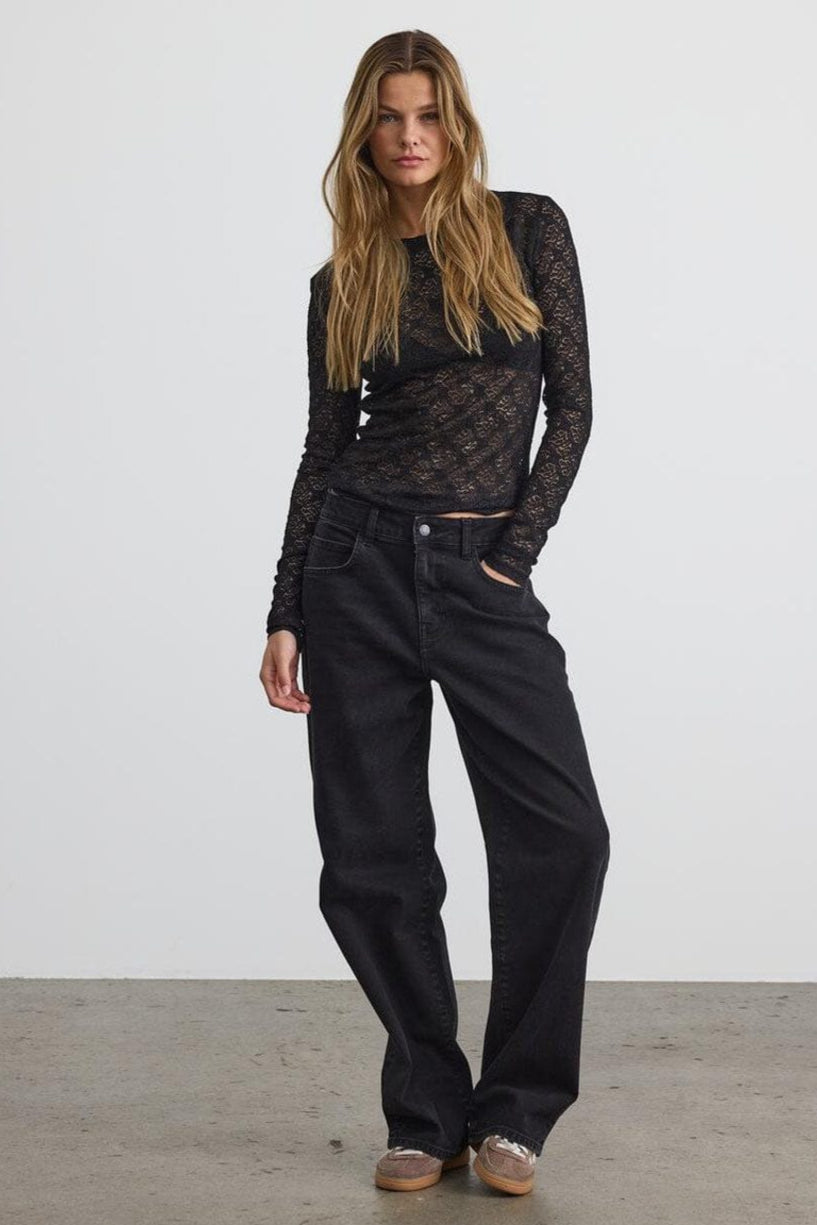 Noisy May - Nmjudith L/S Lace Top - 4793424 Black
