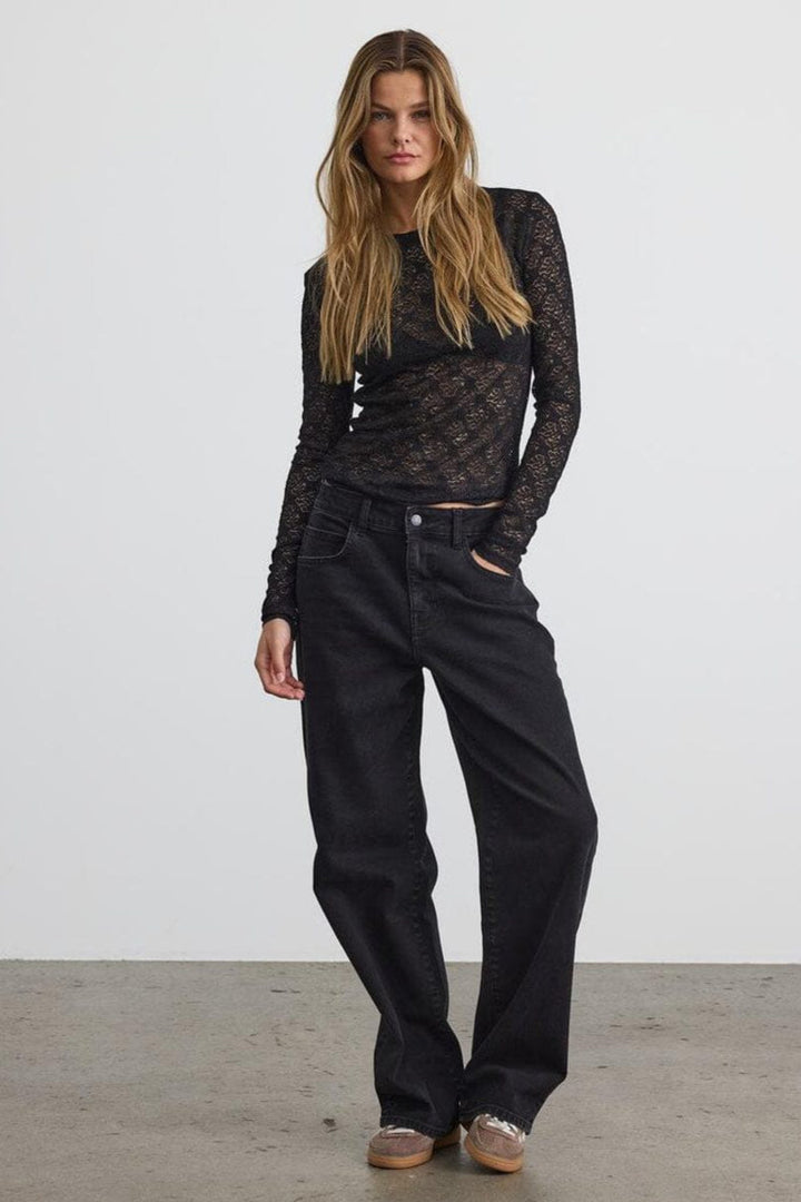 Noisy May - Nmjudith L/S Lace Top - 4793424 Black