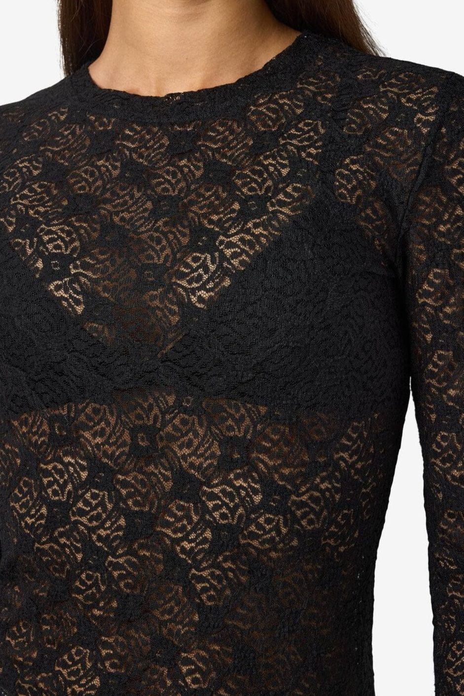 Noisy May - Nmjudith L/S Lace Top - 4793424 Black