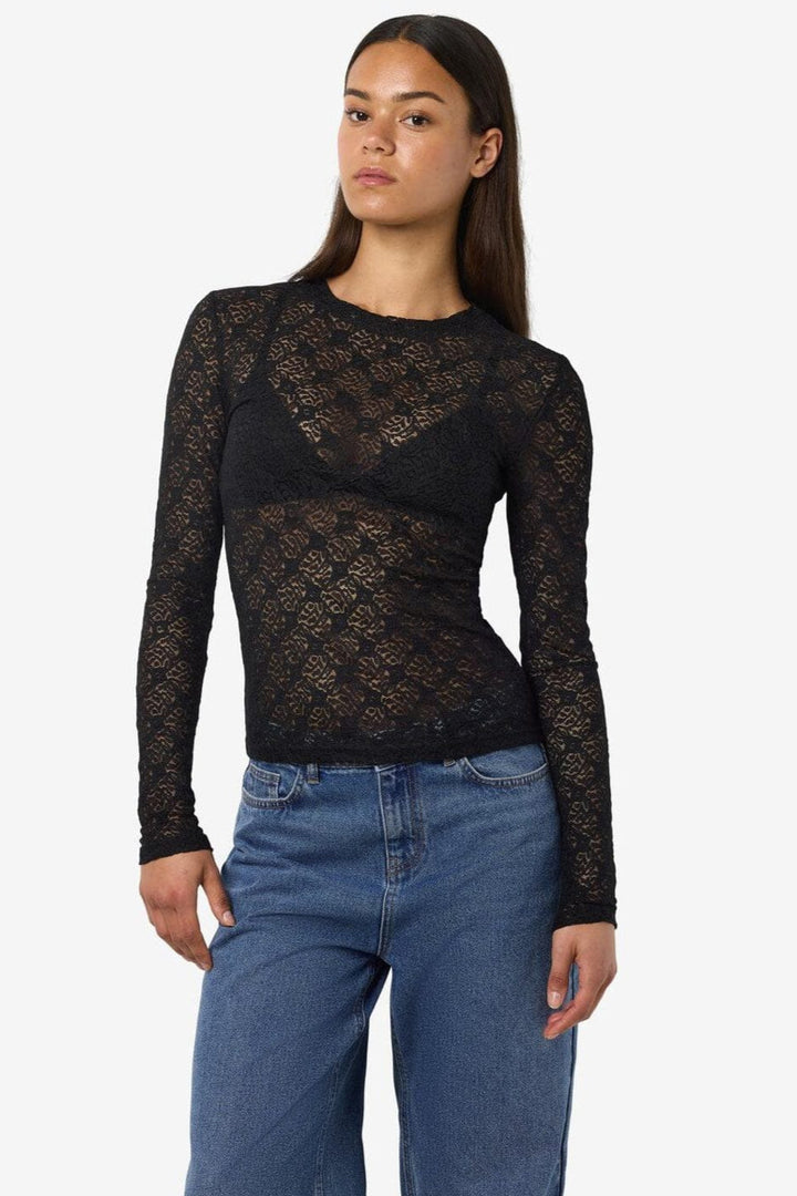 Noisy May - Nmjudith L/S Lace Top - 4793424 Black