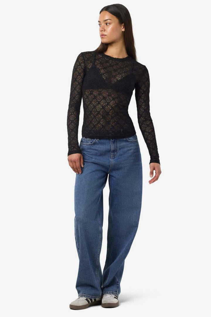 Noisy May - Nmjudith L/S Lace Top - 4793424 Black