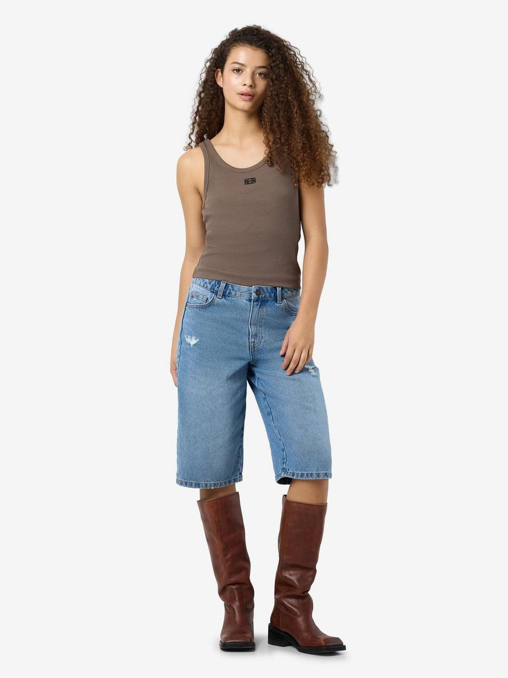 Noisy May - -Nmjudy S/L Tank Top - 4738473 Morel Black Embr.