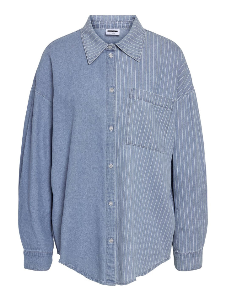 Noisy May - Nmkatri L/S Oversize Str Shrt Bs006Lb - 4724758 Light Blue Denim