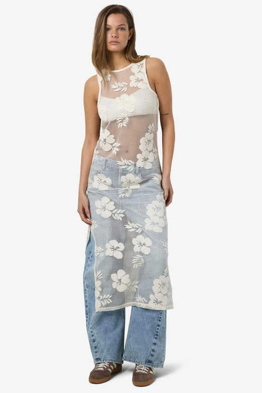 Noisy May - Nmklea S/L Long Flower Lace Slit Dress - 4821924 Birch