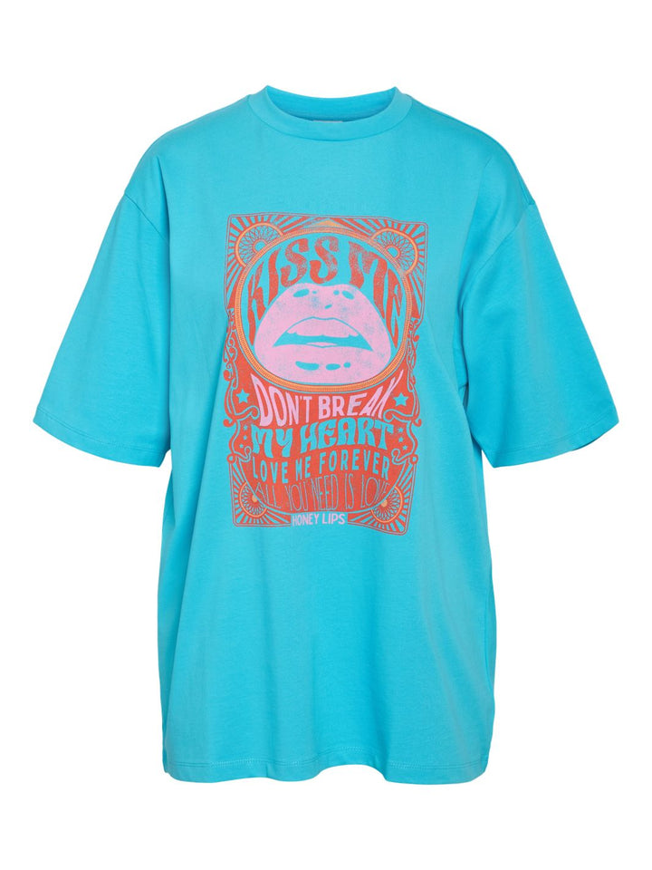 Noisy May - Nmkokoon S/S Printed T-Shirt - 4766554 River Blue Bonbon
