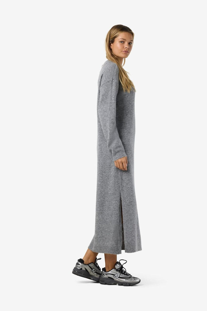 Noisy May - Nmlizette L/S Midi Knit Dress - 5027143 Medium Grey Melange