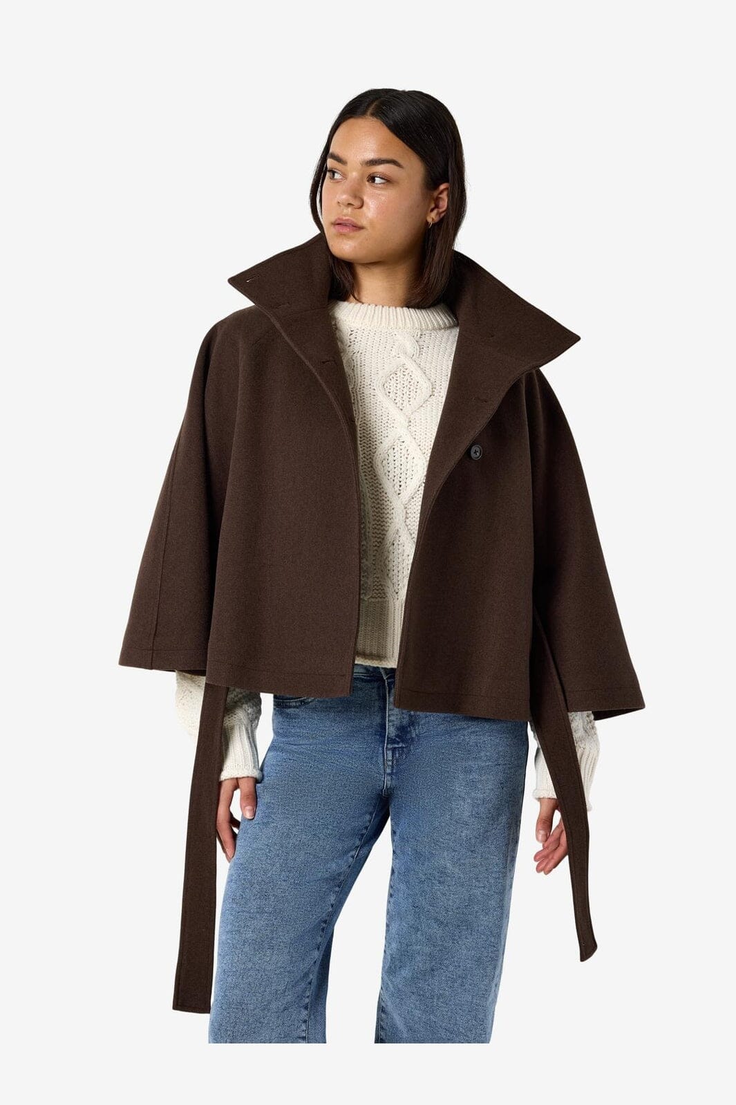Noisy May - Nmlucy Cape Jacket - 5103003 Chocolate Brown Melange