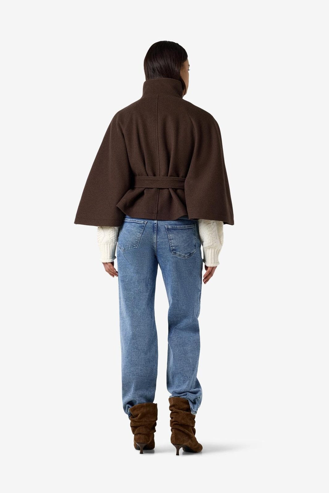 Noisy May - Nmlucy Cape Jacket - 5103003 Chocolate Brown Melange