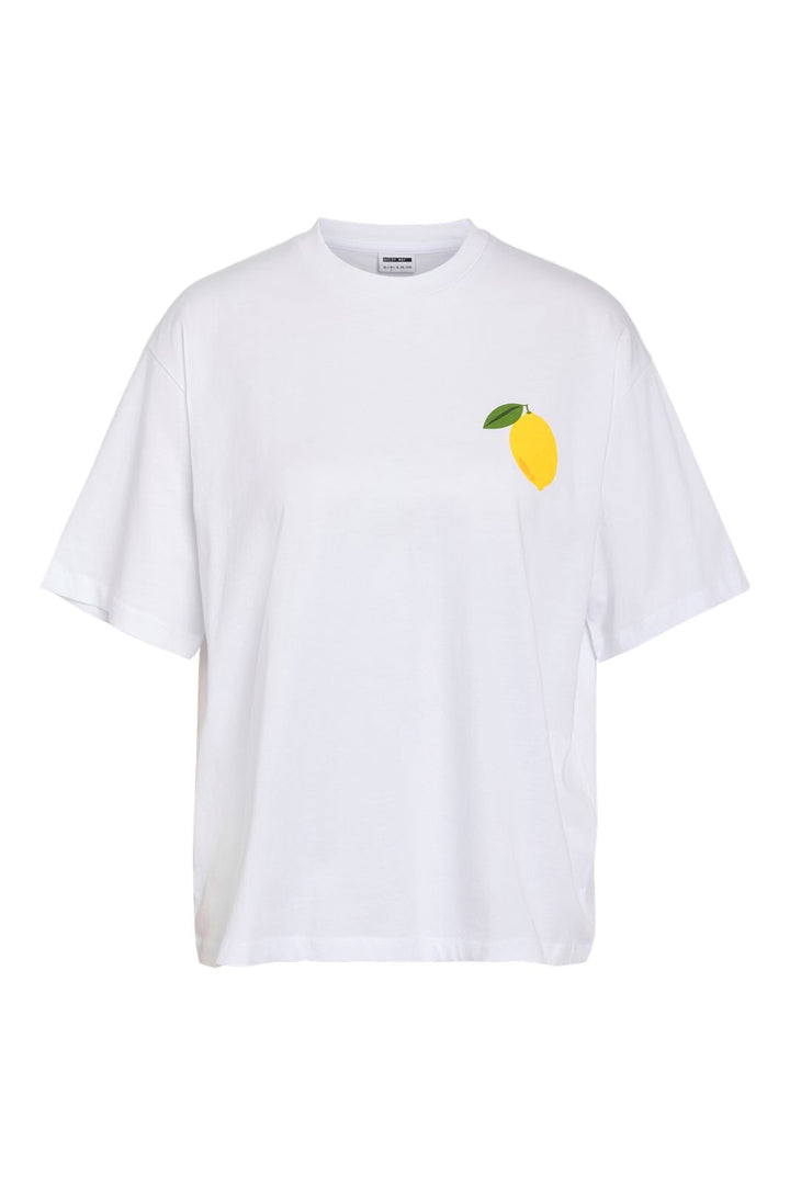 Ennakkotilaus - Noisy May - Nmmillie S/S Lemon T-Shirt - 4881025 Bright White Lemon Bag