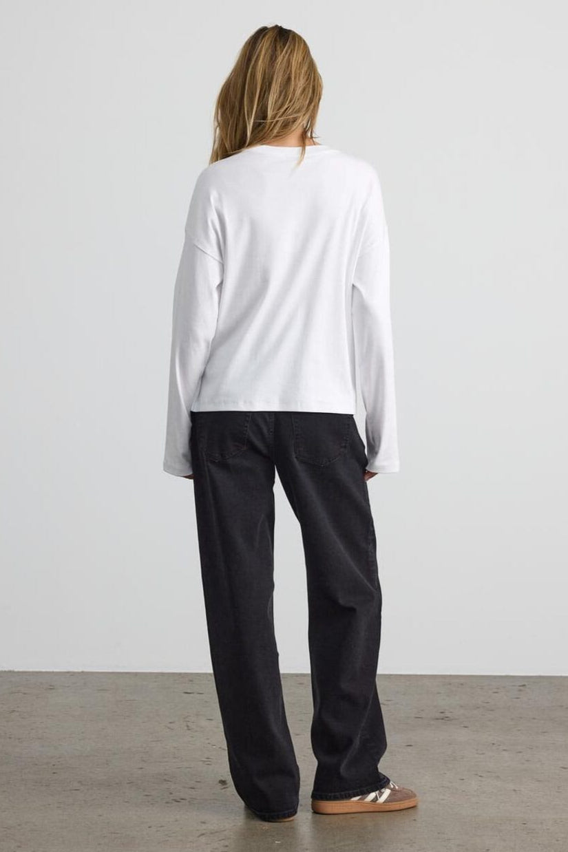 Noisy May - Nmmocca L/S Regular Fit Top Fwd - 4793255 Bright White