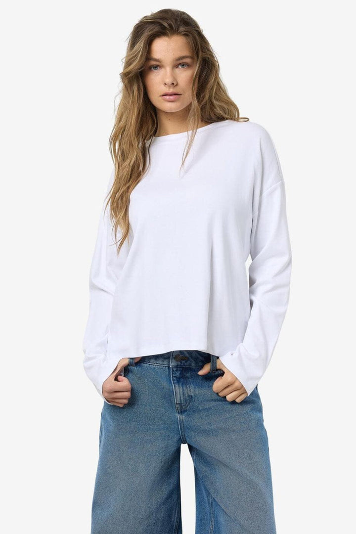 Noisy May - Nmmocca L/S Regular Fit Top Fwd - 4793255 Bright White