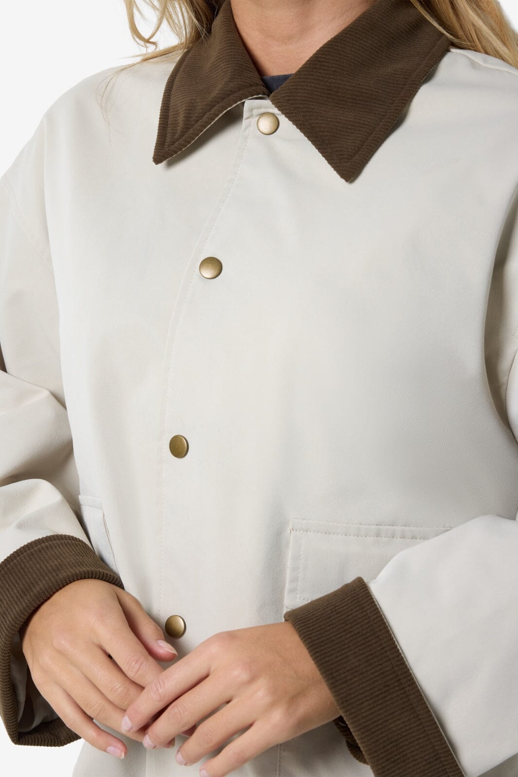 Noisy May - Nmnora Corduroy Collar Jacket - 4679979 Silver Lining Morel