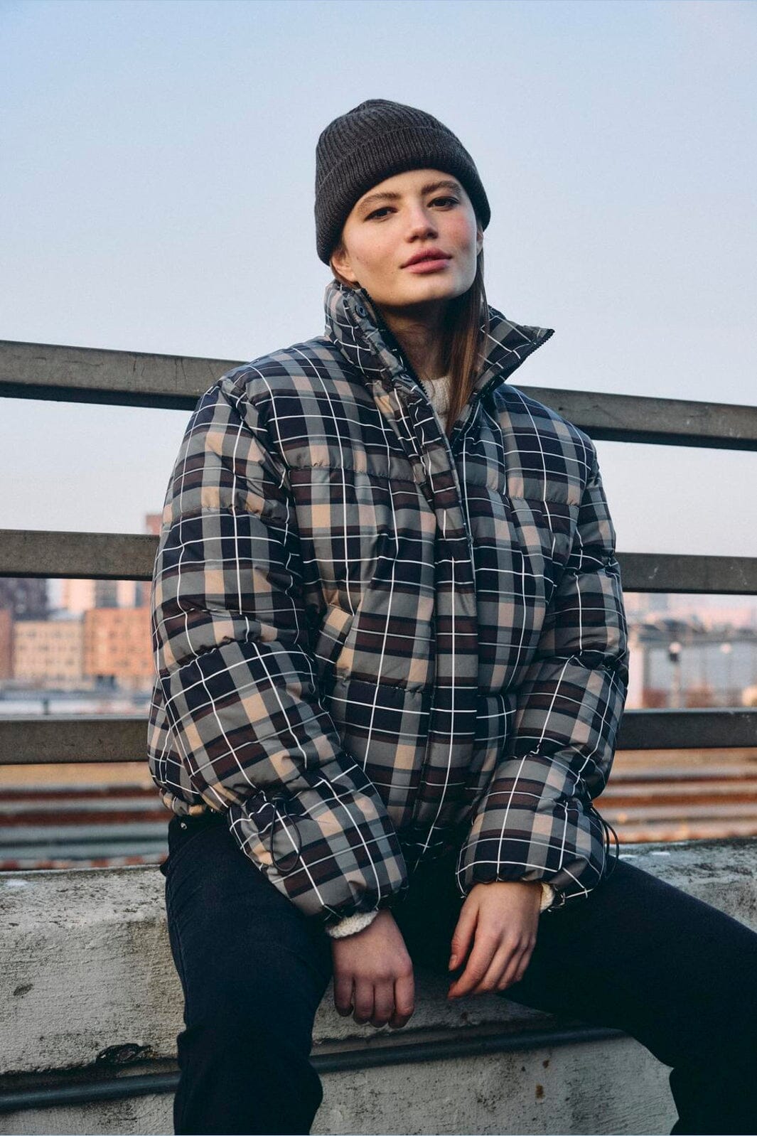Noisy May - Nmrosy Puffer Jacket - 5103009 Chocolate Brown Checks