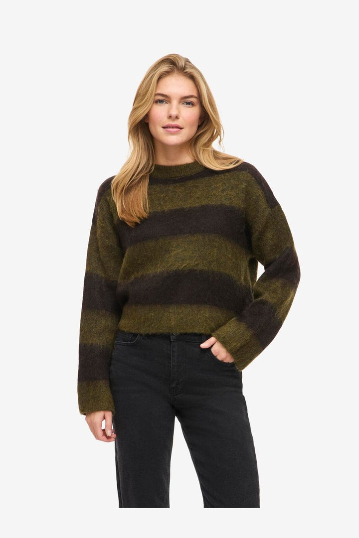 Noisy May - Nmsoff L/S O-Neck Knit - 5149942 Avocado Chocolate Brown