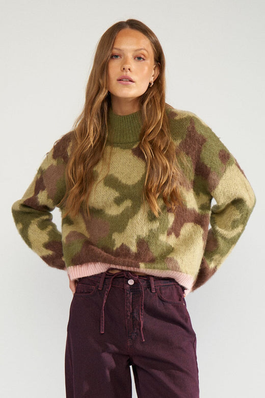 NüMph - Nucamu Pullover 707195 - Calla Green Strikbluser 