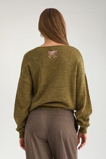 Nümph - Nuyppa Embroidery Pullover 707599 - Fir Green Strikbluser 