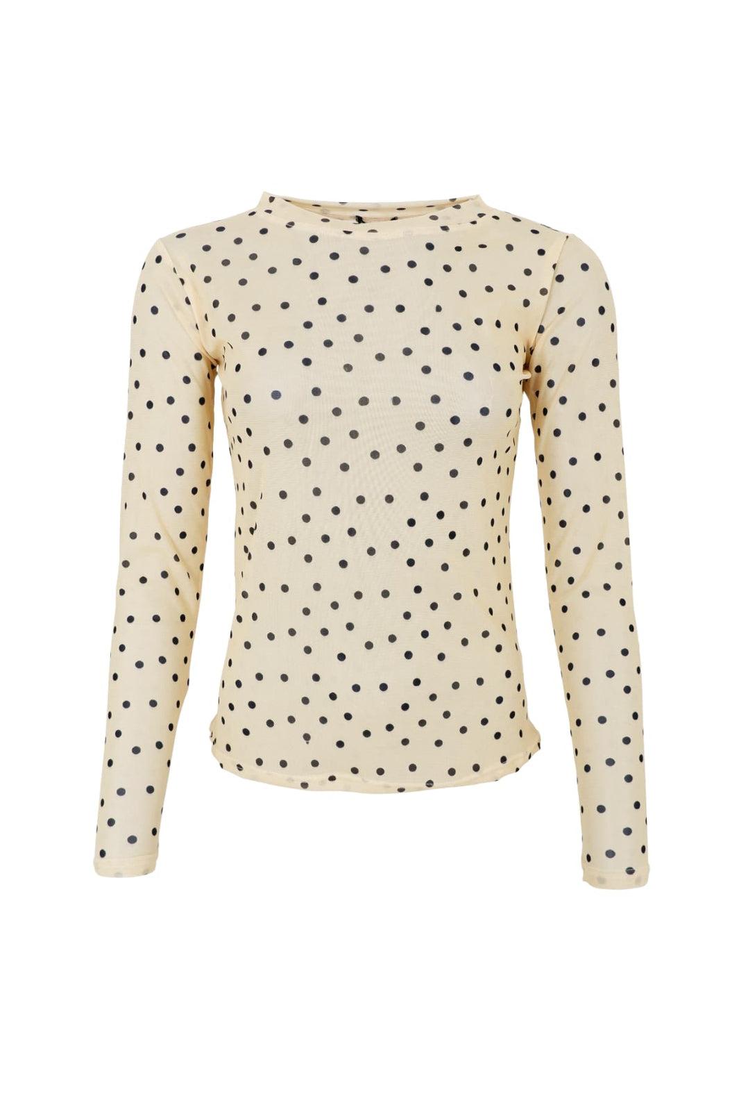 Black Colour - Bcannie Mesh Blouse 3846 - Shirts - Yellow Dot