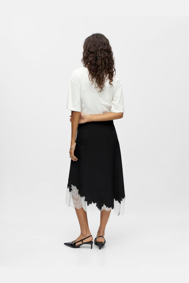 Object - Objdalme Long Lace Skirt Aw Fair 25 - 5065716 Black White Lace