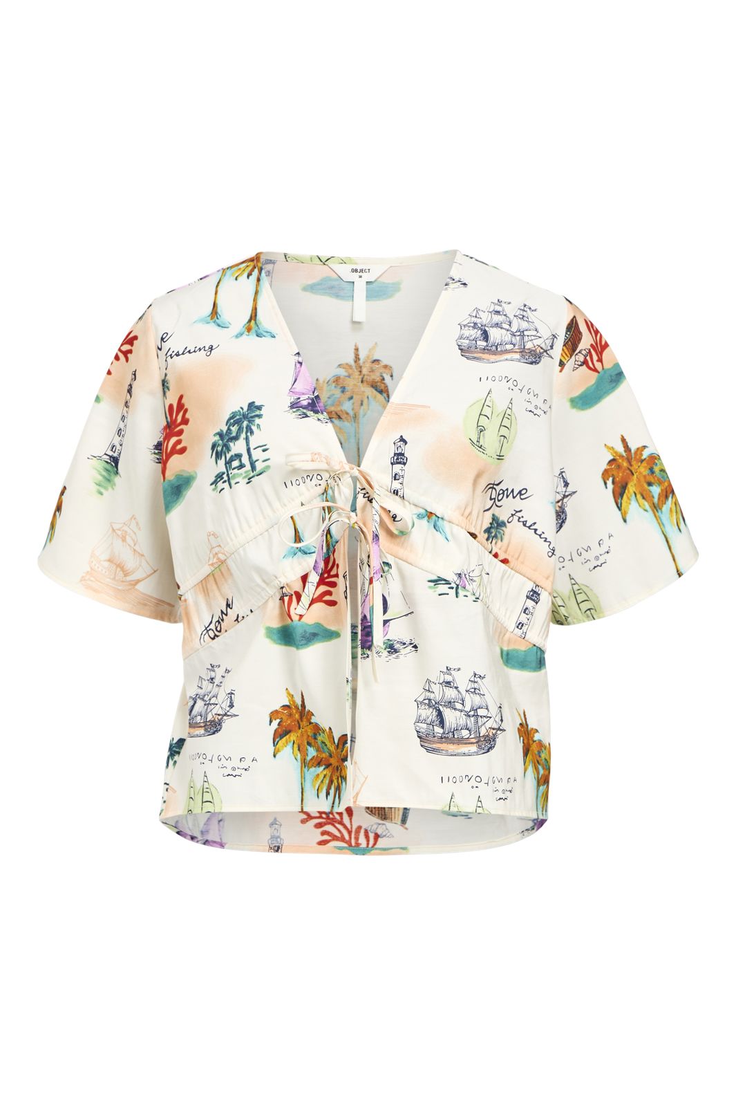 Object - Objdinah Re S/S Bow Top 139 - 4809280 Sandshell Multi Color