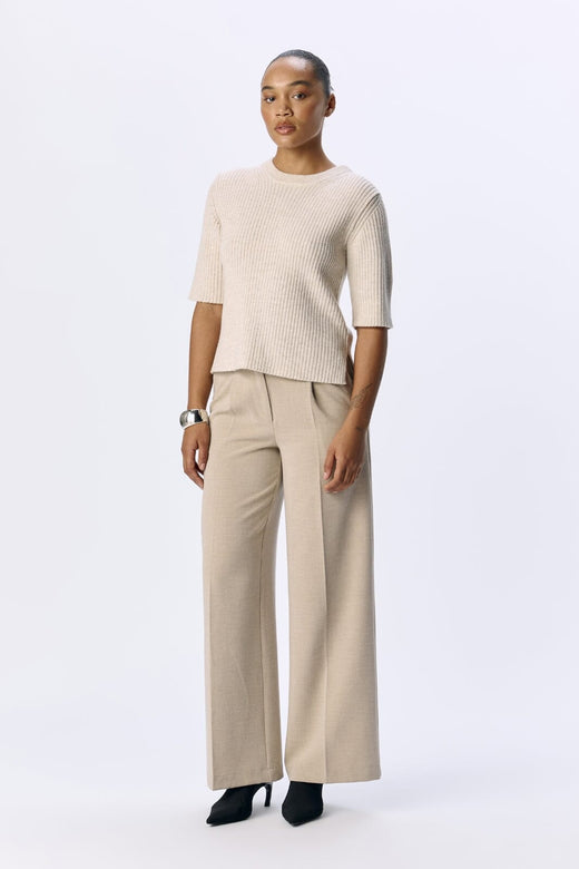 Object - Objelva 2/4 Re O-Neck Knit - 4788924 Humus White Sand Melange