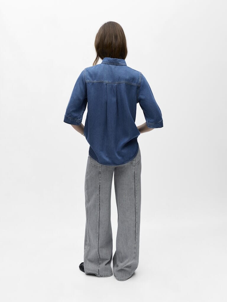 Object - Objframe 2/4 Re Denim Top - 4706105 Medium Blue Denim Skjorter 