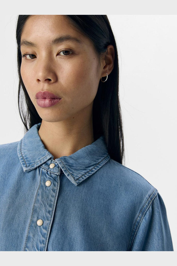 Object - Objframe 2/4 Re Denim Top - 4728299 Light Blue Denim