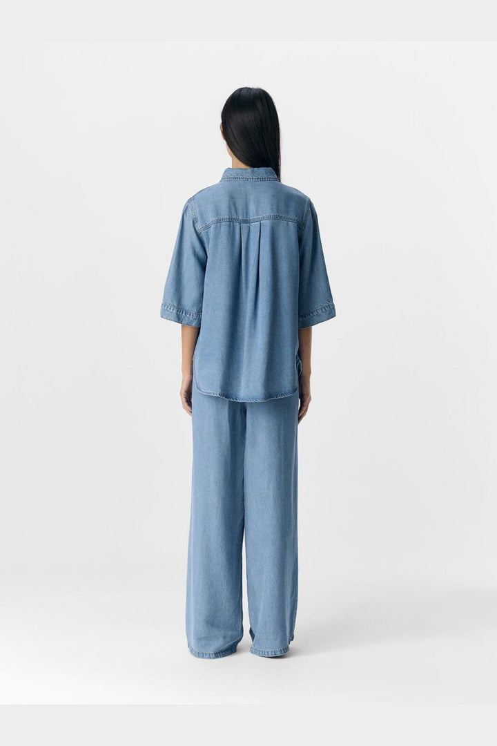 Object - Objframe 2/4 Re Denim Top - 4728299 Light Blue Denim