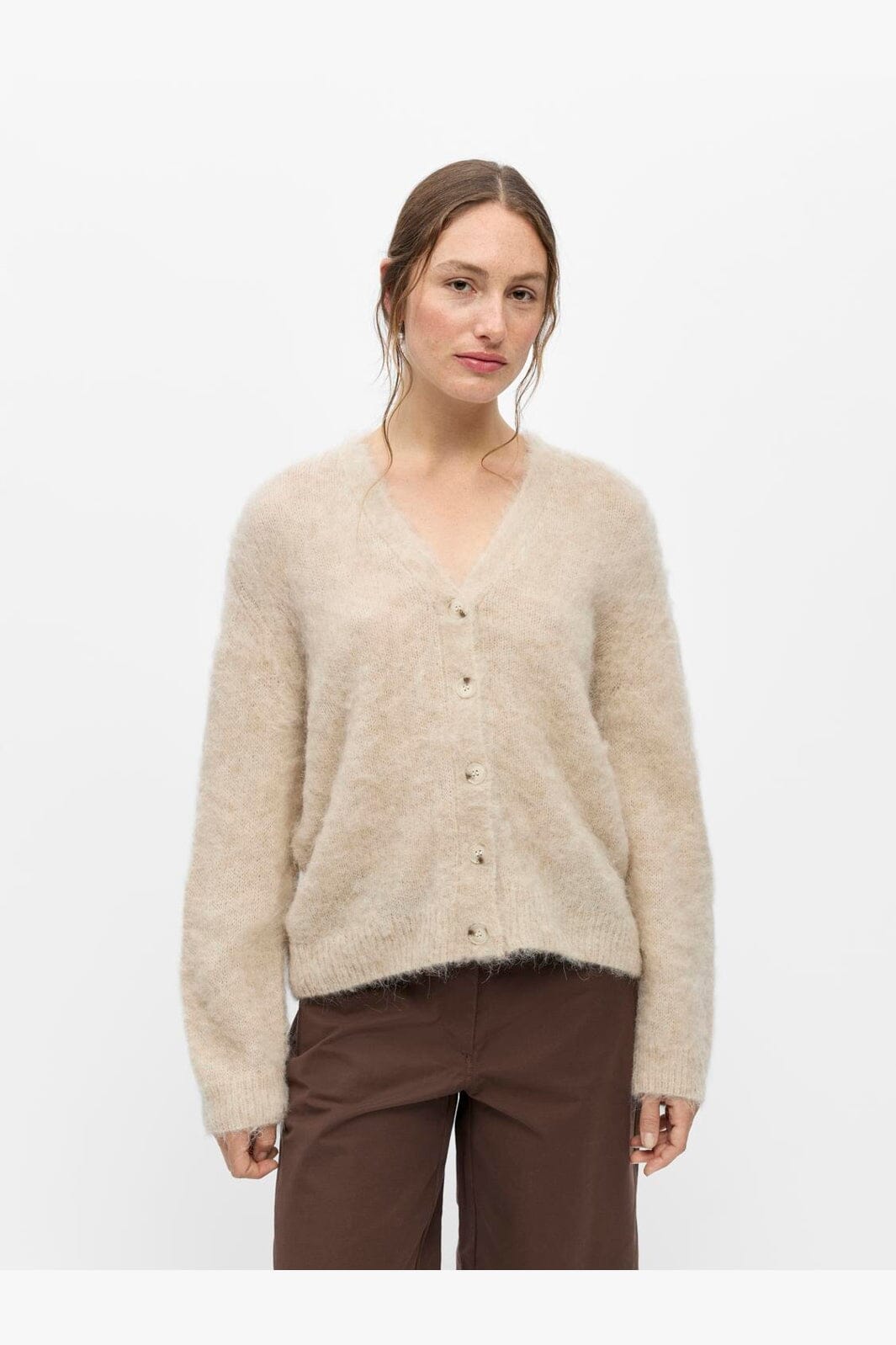 Object - Objharry L/S Lo Knit Cardigan - 5066746 Birch Melange