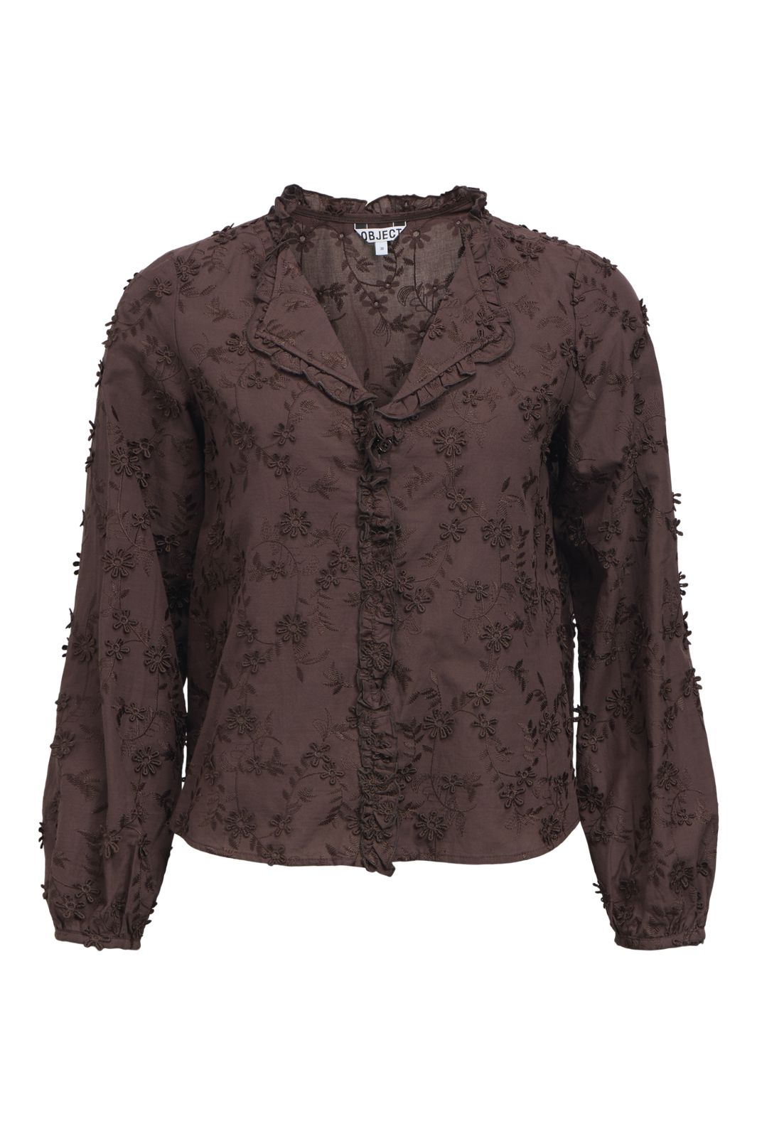 Object - Objkarli L/S Re Shirt - 5123536 Seal Brown Embroidery