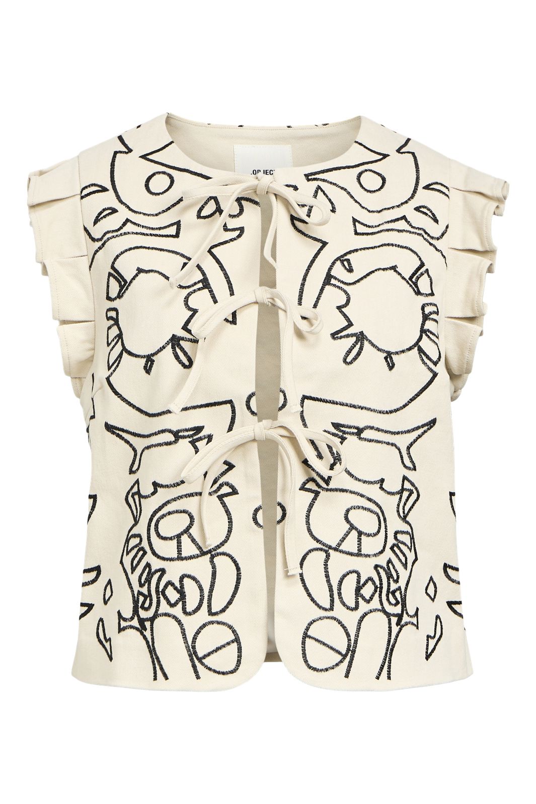 Object - Objmaple Waistcoat Cc2 Ss - 4660239 Sandshell Sky Captain Embroidery
