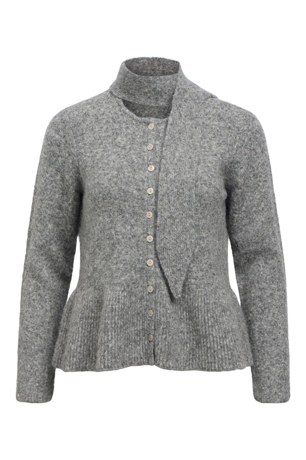 Object - Objnivin L/S Scarf Knit Cardigan 147 - 5117243 Medium Grey Melange