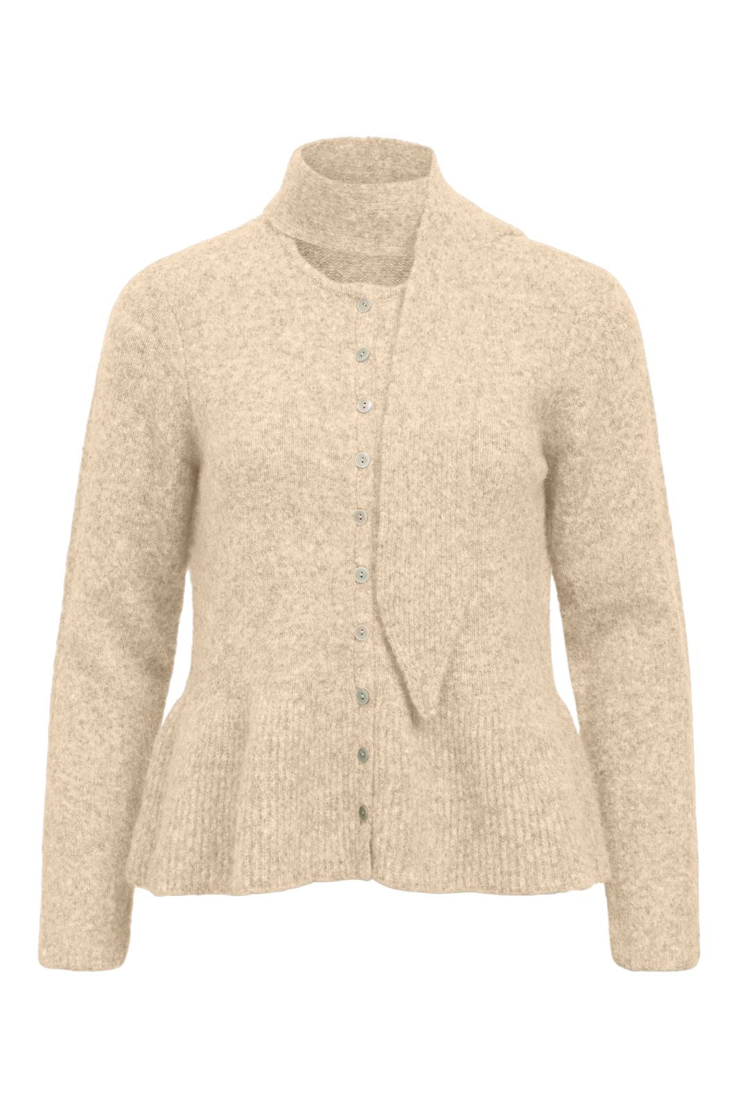Object - Objnivin L/S Scarf Knit Cardigan 147 - 5175640 Birch Melange