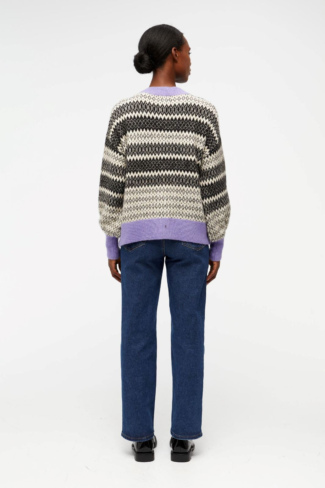 Object - ObjPenelope Ls Knit Cardigan - Black/White/Holl Cardigans 
