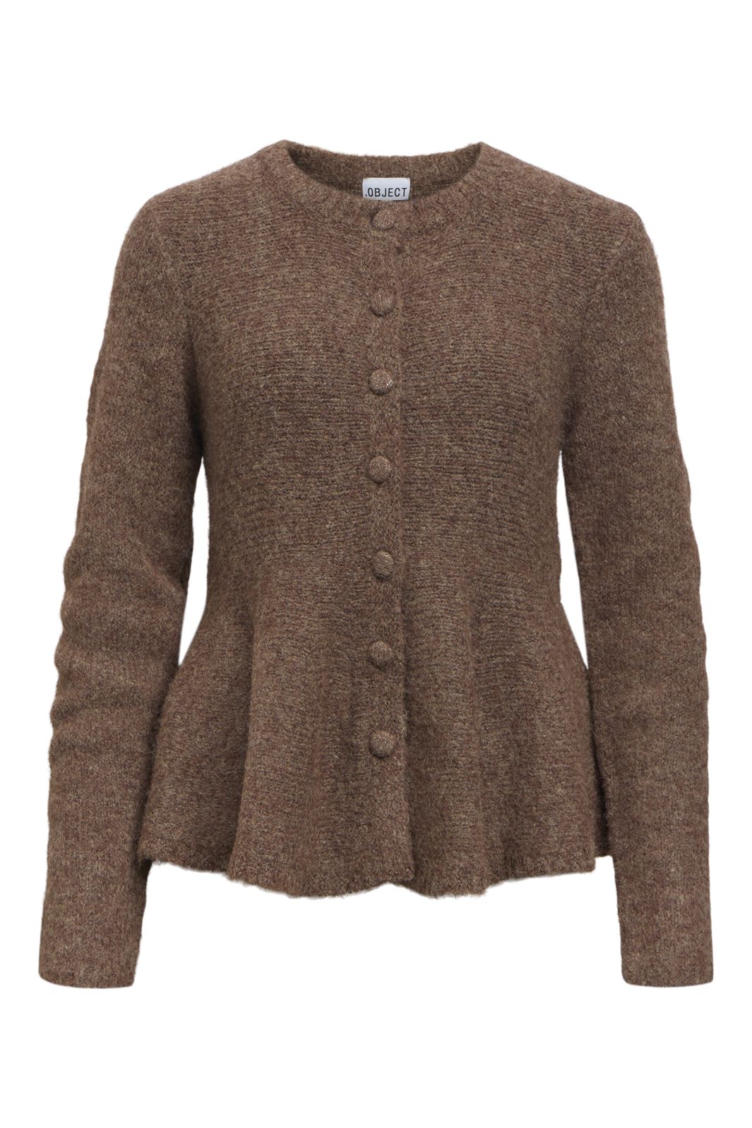 Object - Objsaggia Re Ls Peplum Knit Cardigan - 5155055 Carafe Melange